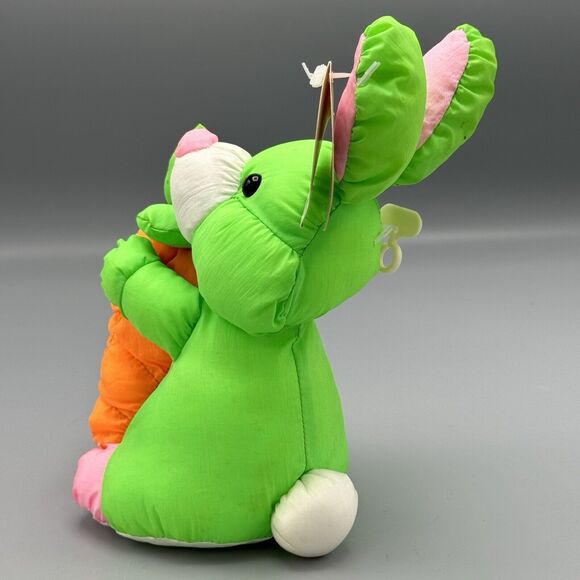 DanDee Soft Expressions Green Rabbit Plush Parachute Fabric Orange Carrot Easter - Picture 10 of 10